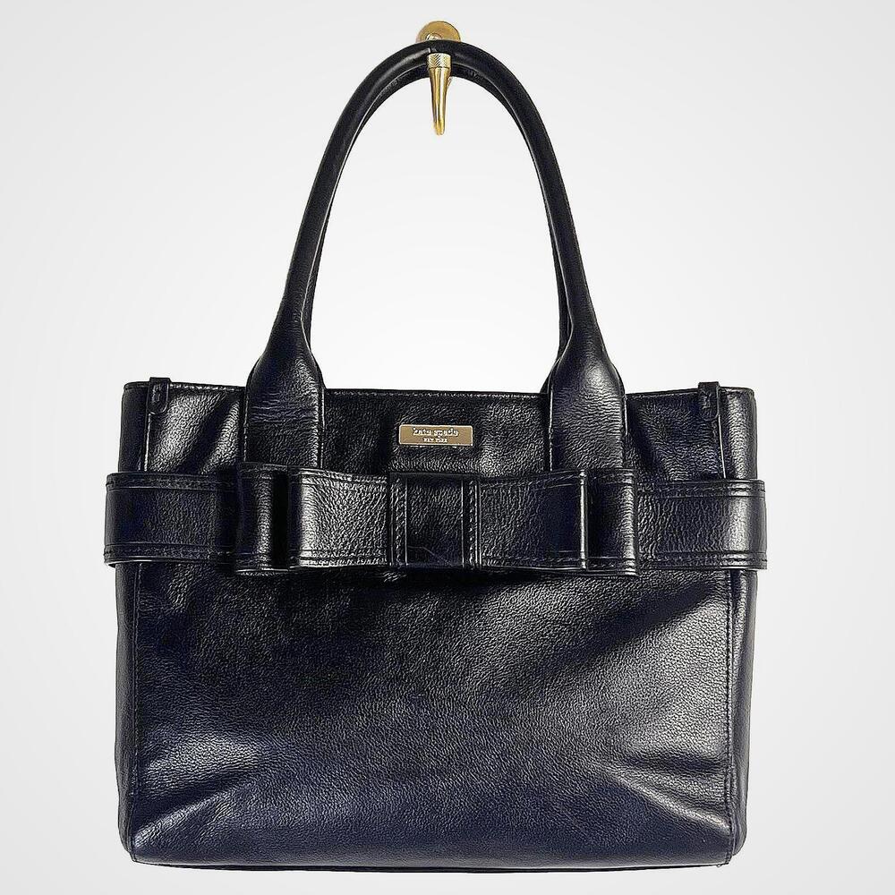 Vintage Kate Spade Quinn Villabella Black Leather Satchel - Rare Interior Lining